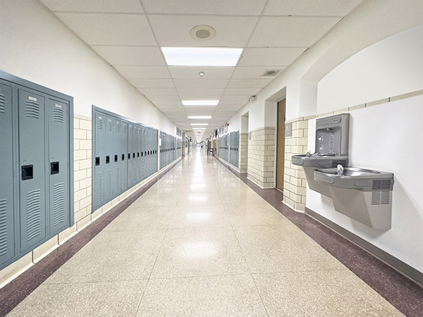 Paging system in school corridor