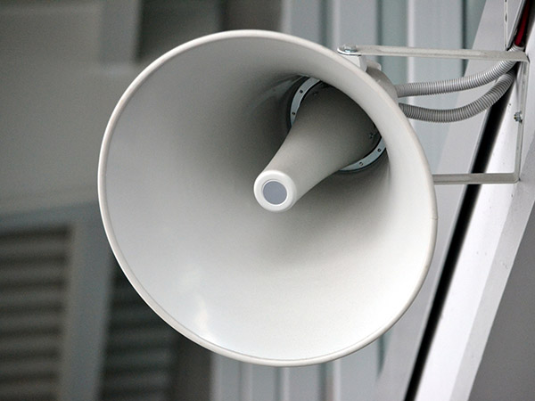 Commercial megaphone as part of Public Address system